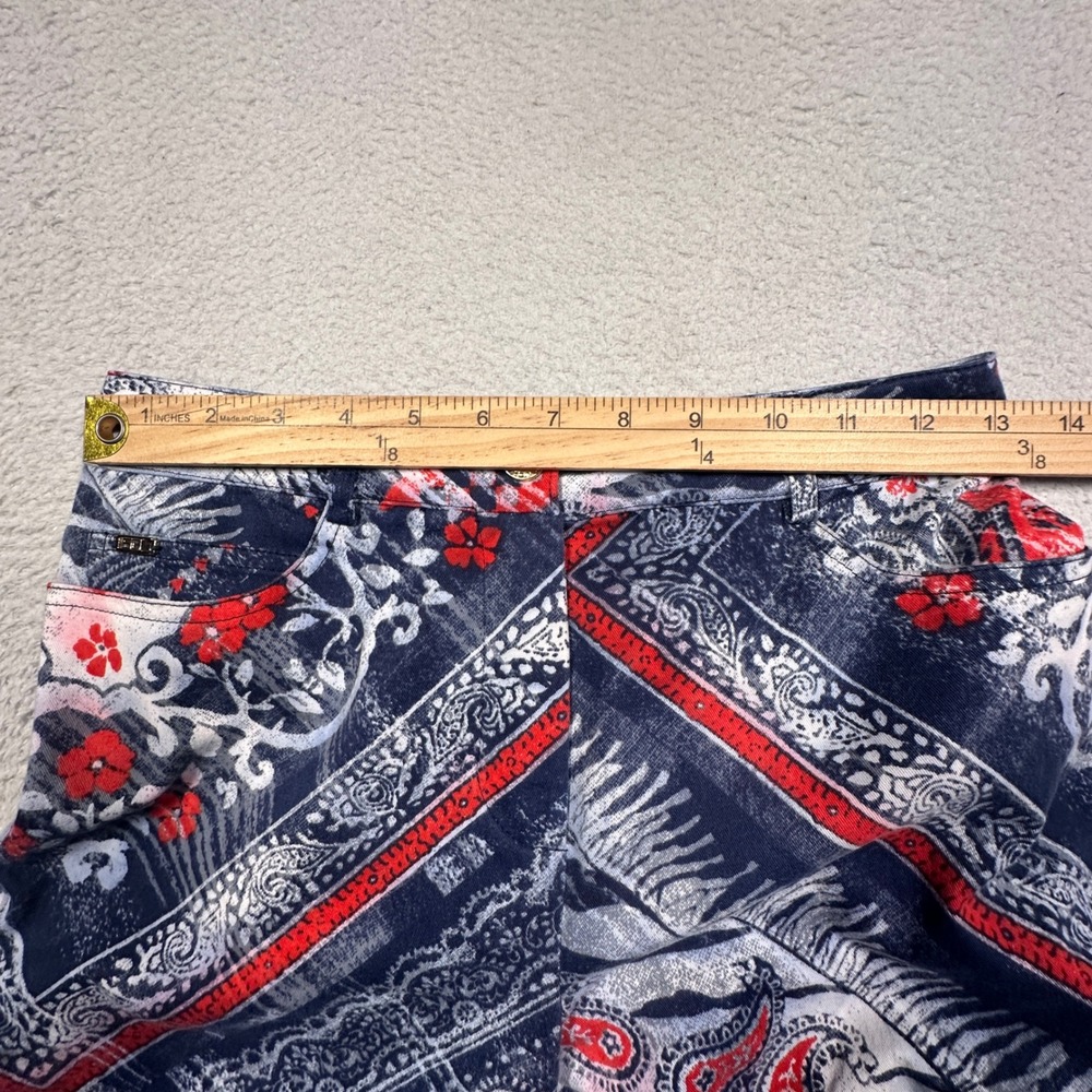 St. John Sport Marie Gray Pants Womens 2 Red Blue Bandana Paisley Vintage Y2K - Picture 6 of 13